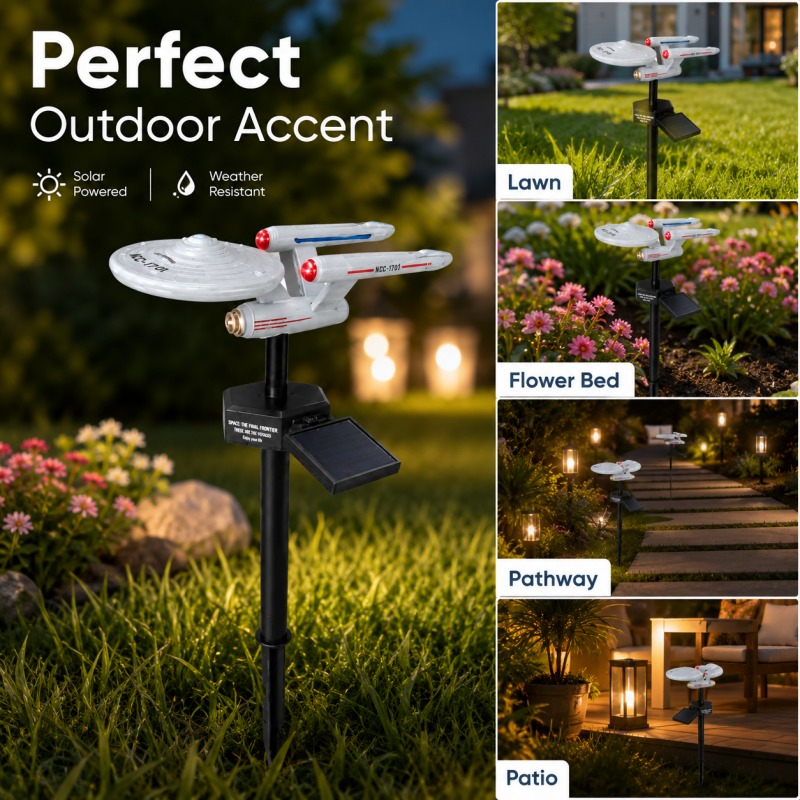 Halo Outdoor Lighting - Star Trek USS Enterprise Solar Garden