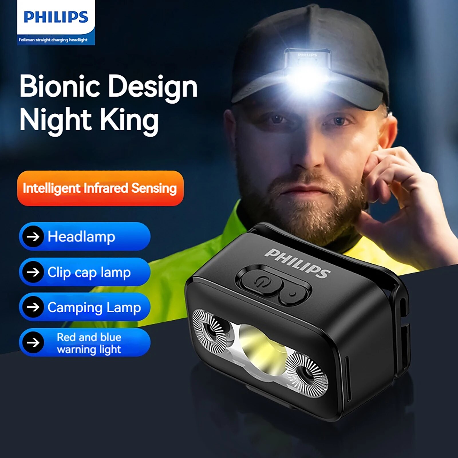 Outdoor Lighting Philips - PHILIPS LED Headlamp Sensor Head Flashlight