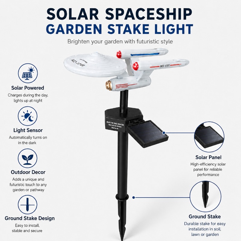 Halo Outdoor Lighting - Star Trek USS Enterprise Solar Garden