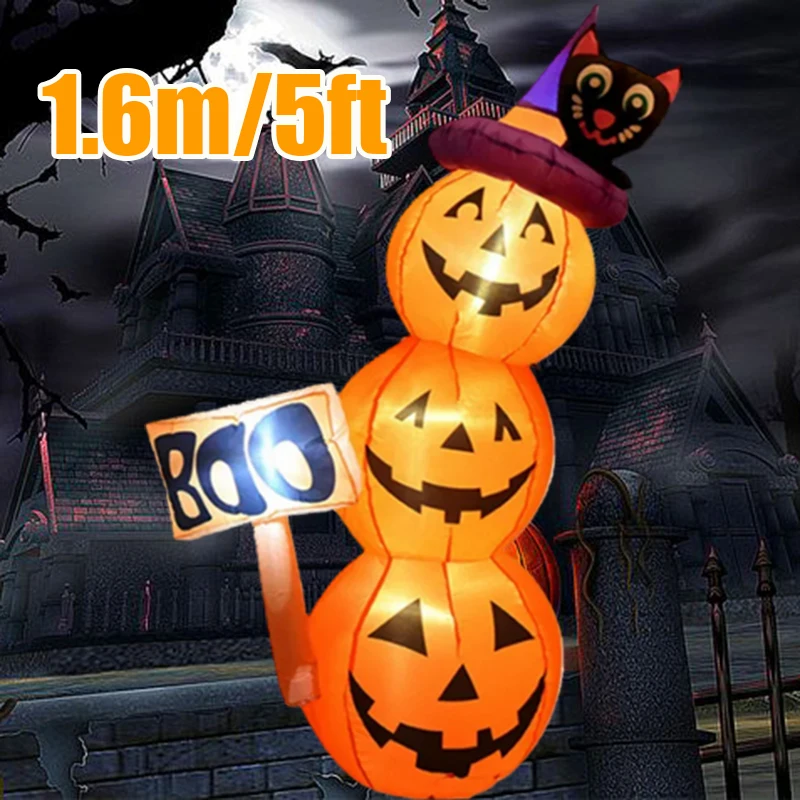 Outdoor Lighting On House - 1.6M/5FT Halloween Inflatable Model Pumpkin Built-in