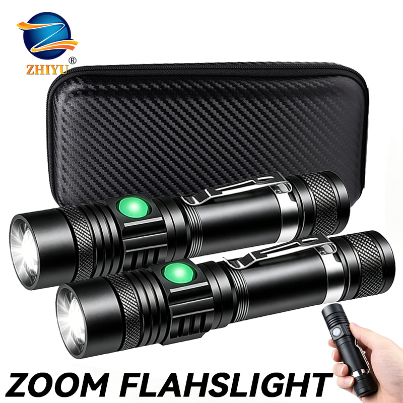 Outdoor Lighting On House - T6 LED Rechargeable Flashlight,18650 Zoomable Torch,