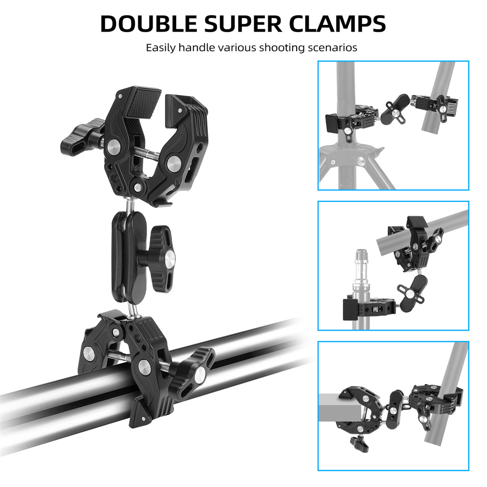 2026 Double Metal Super Clamp  - Umbrella Led Clip ulasan dan harga