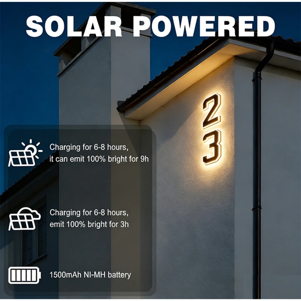 New Solar Address Sign LED Hou - Outdoor Lighting On House ulasan dan harga