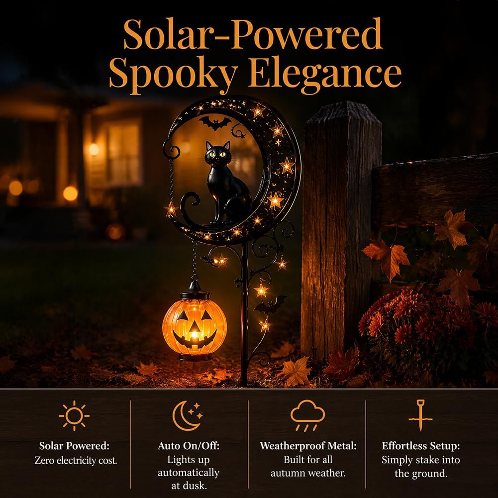 Solar Halloween Black Cat & Pu - Outdoor Lighting Ground ulasan dan harga