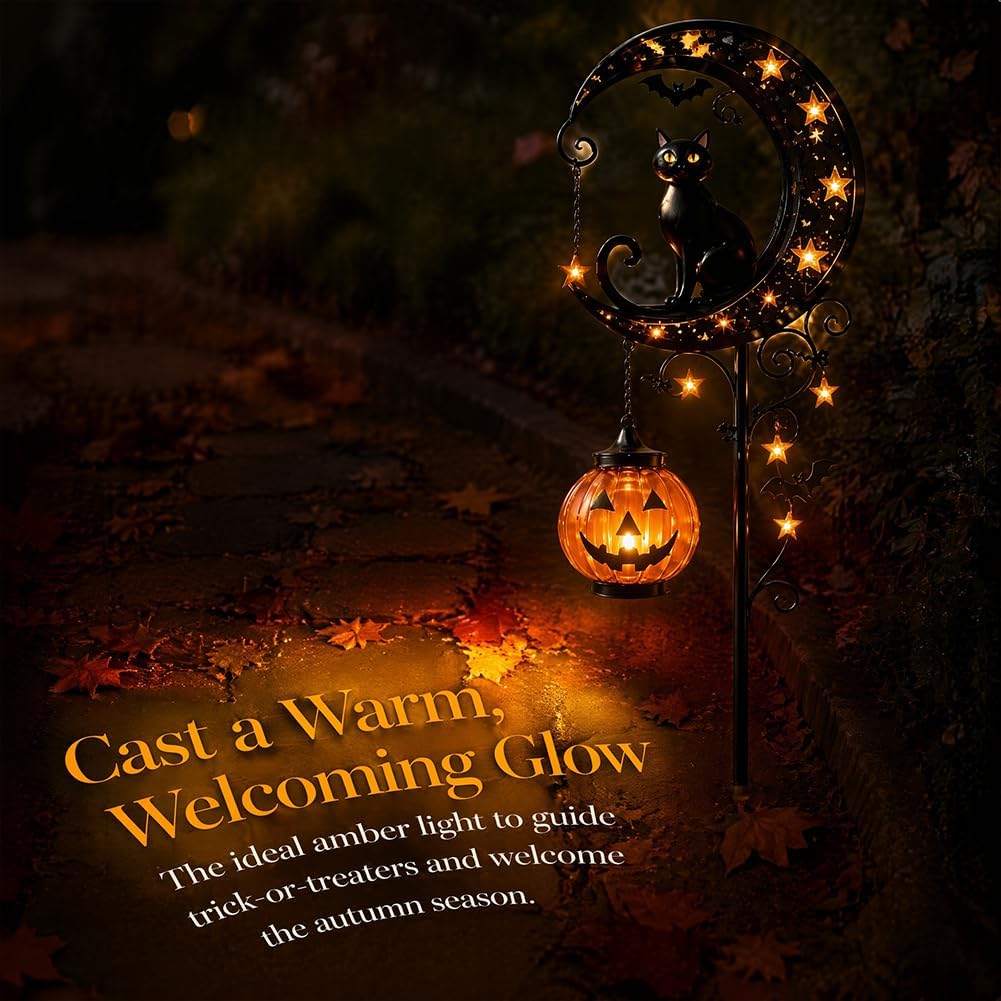 Solar Halloween Black Cat & Pu - Outdoor Lighting Ground ulasan dan harga