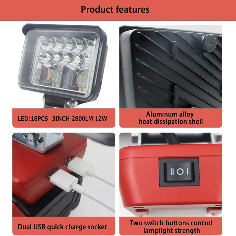 ZWINCKY 12W LED Work Light For - Outdoor Lighting Milwaukee ulasan dan harga